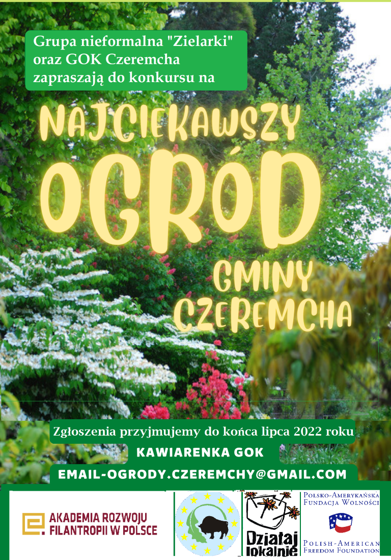 Ogrody Czeremchy - Konkurs - zgłoszenia do końca lipca 2022